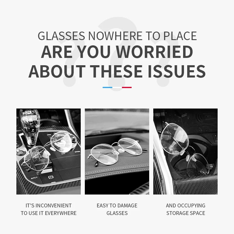 Universal Car Sunglasses Holder Clip On Sun Visor Glasses Case Anti Scratch Soft Lined ABS Box Fit All Vehicles
