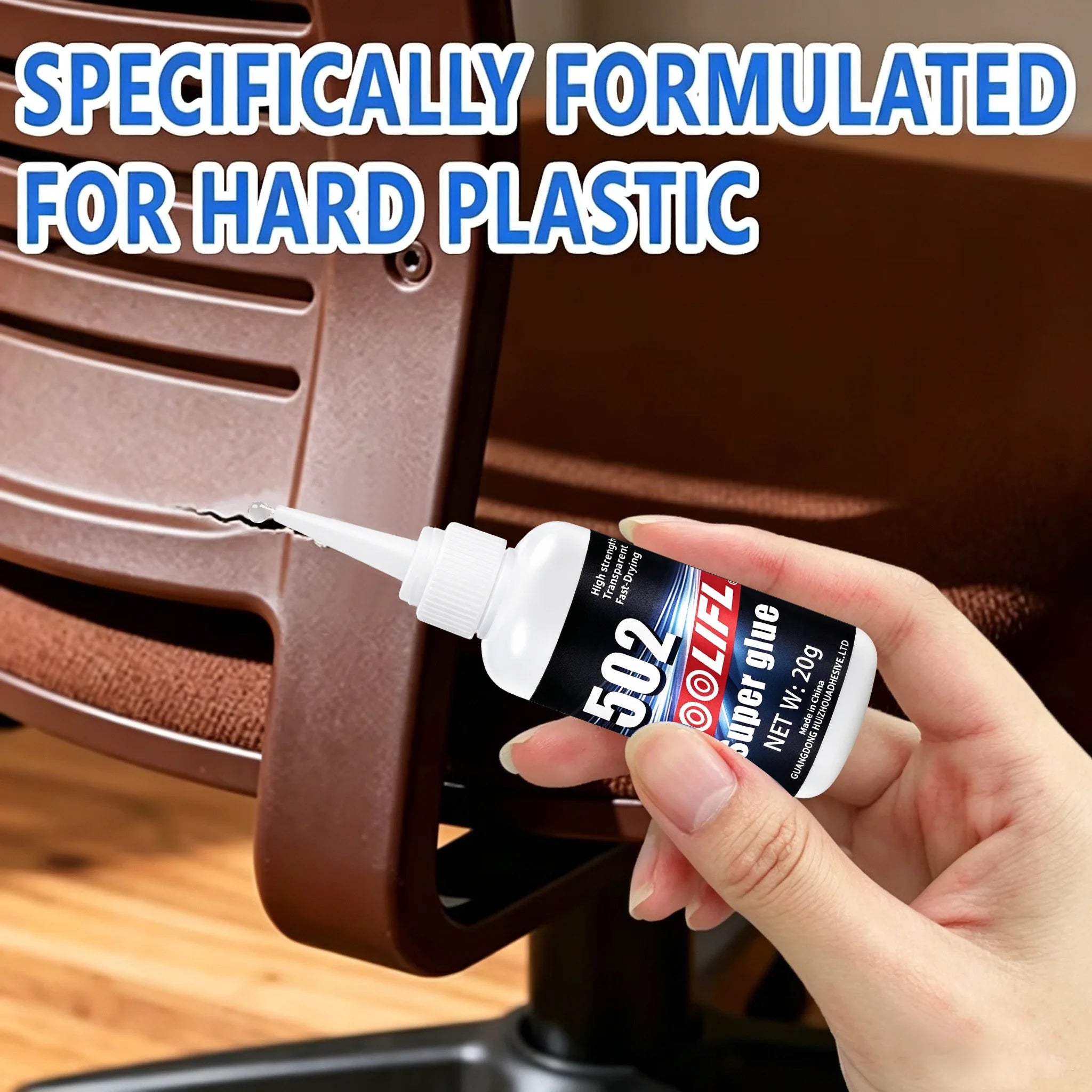 502 Super Strong Quick-Drying Adhesive, Professionally Used for Daily Repair of Toy Plastics, Is White, Transparent and Odorless