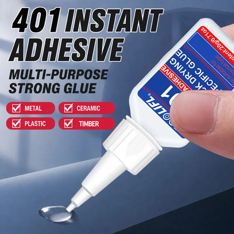 Loolifl 401 Instant Adhesive - Multi-Purpose Strong Super Glue for Metal, Ceramic, Plastic, 20g Quick-Drying Cyanoacrylate Glue