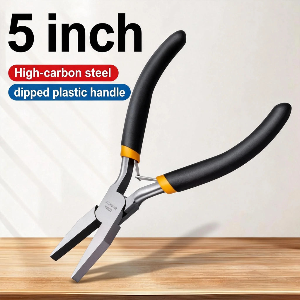 5-inch Mini Flat Nose Pliers - High Carbon Steel with Coated Handle, for Electrical Repair, Home DIY , Gripping in Tight Spaces