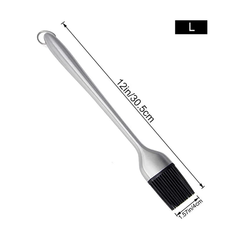 YOMEEI Silicone BBQ Basting Brush For Oil Stainless Steel Long Handle Brush Barbecue Butter Bread Breakfast Kitchen Accessories