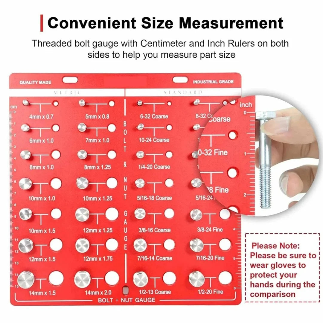 Nut and Bolt Thread Gauge Lightweight Metric Portable Aluminum Alloy Compact Exquisite Identification Imperial Nut Checker