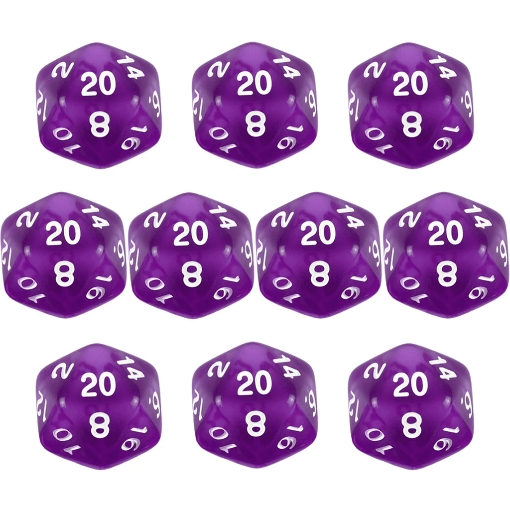D20 Dice Set 10pcs/set Polyhedral 20 Sided Transparent Dice for Role Playing DND COC Entertainment Board Game