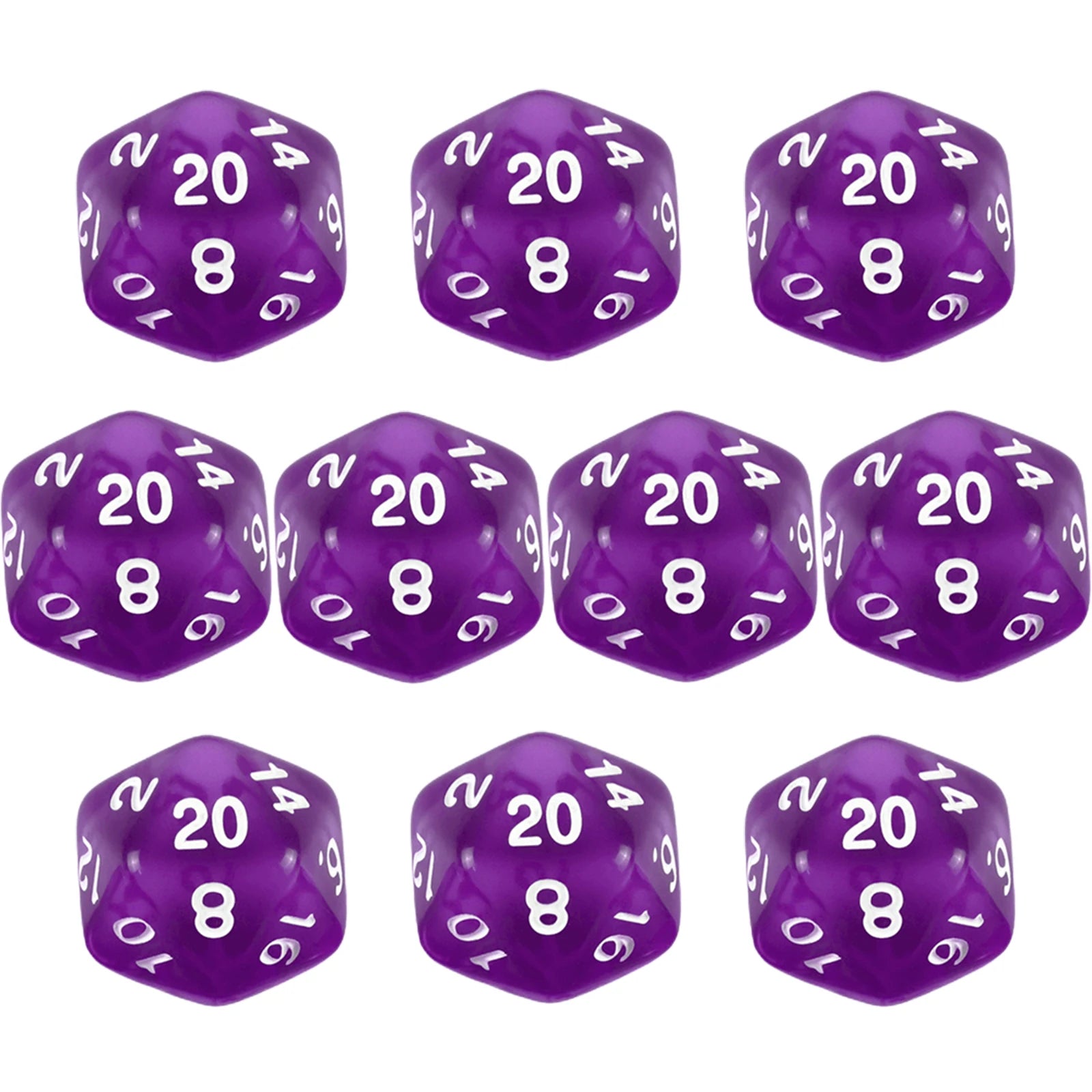 D20 Dice Set 10pcs/set Polyhedral 20 Sided Transparent Dice for Role Playing DND COC Entertainment Board Game
