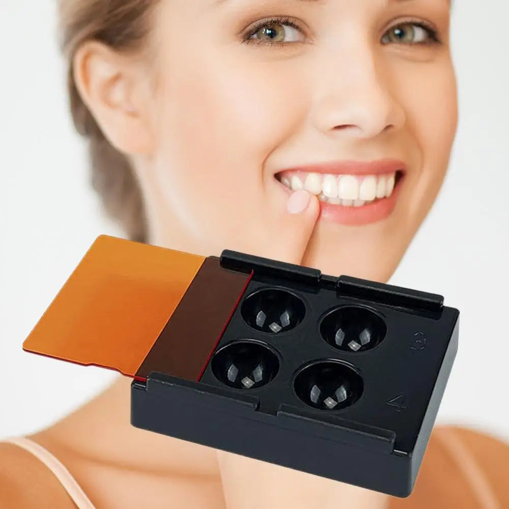 4 Holes Dental Shading Light Box Composite Resin Mixing Well Light-proof Storage Hading Color Toning Case Dentist Material