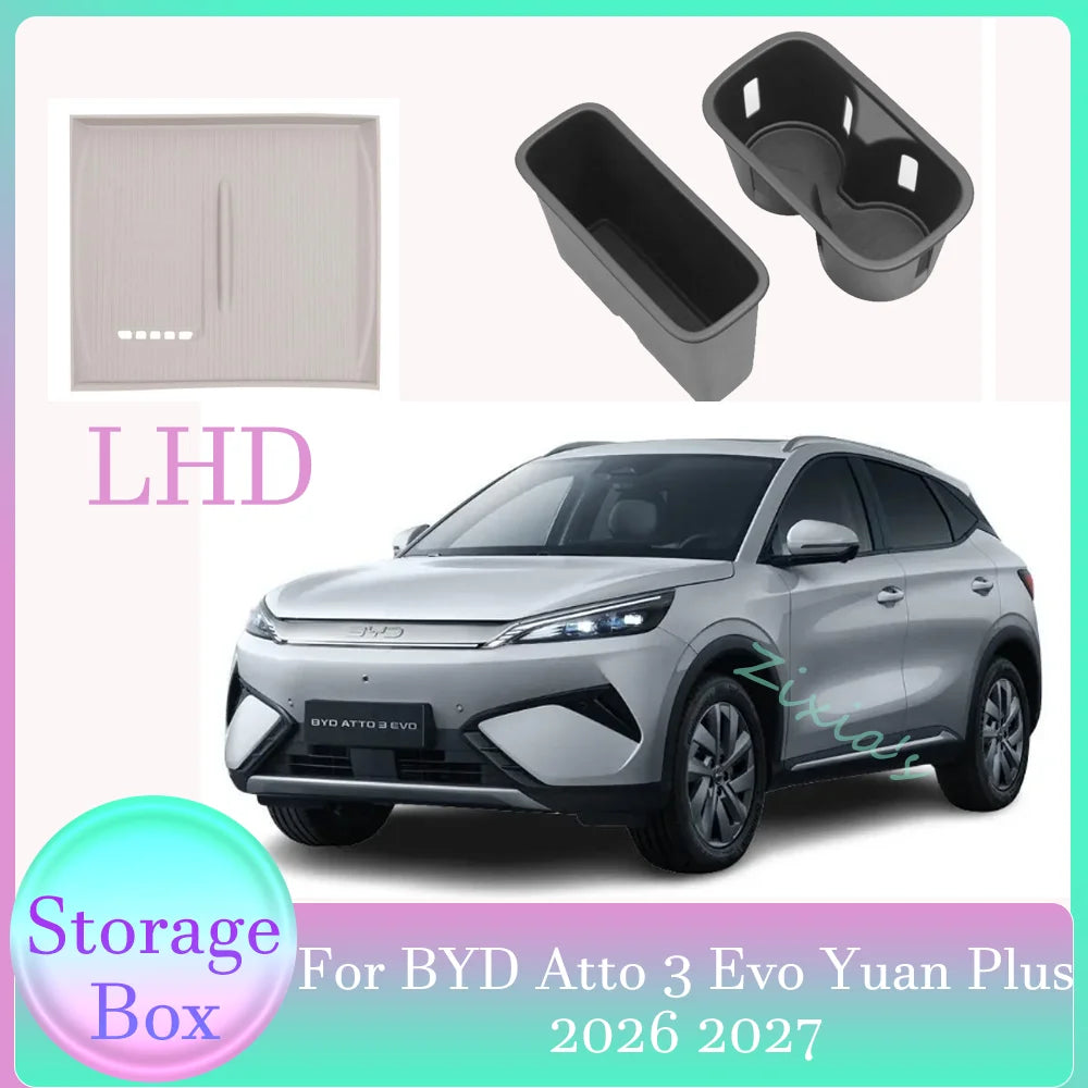 For BYD Atto 3 Evo Yuan Plus 2026 2027 Car Silicone Wireless Charging Pad Cup Cover Storage box Protective Interior Accessories