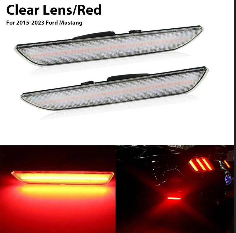 For 2015-2023 Ford Mustang Red/White Rear Side Fender Marker Light Parking Light/Driving Lights,OEM Sidemarker Lamps 12V
