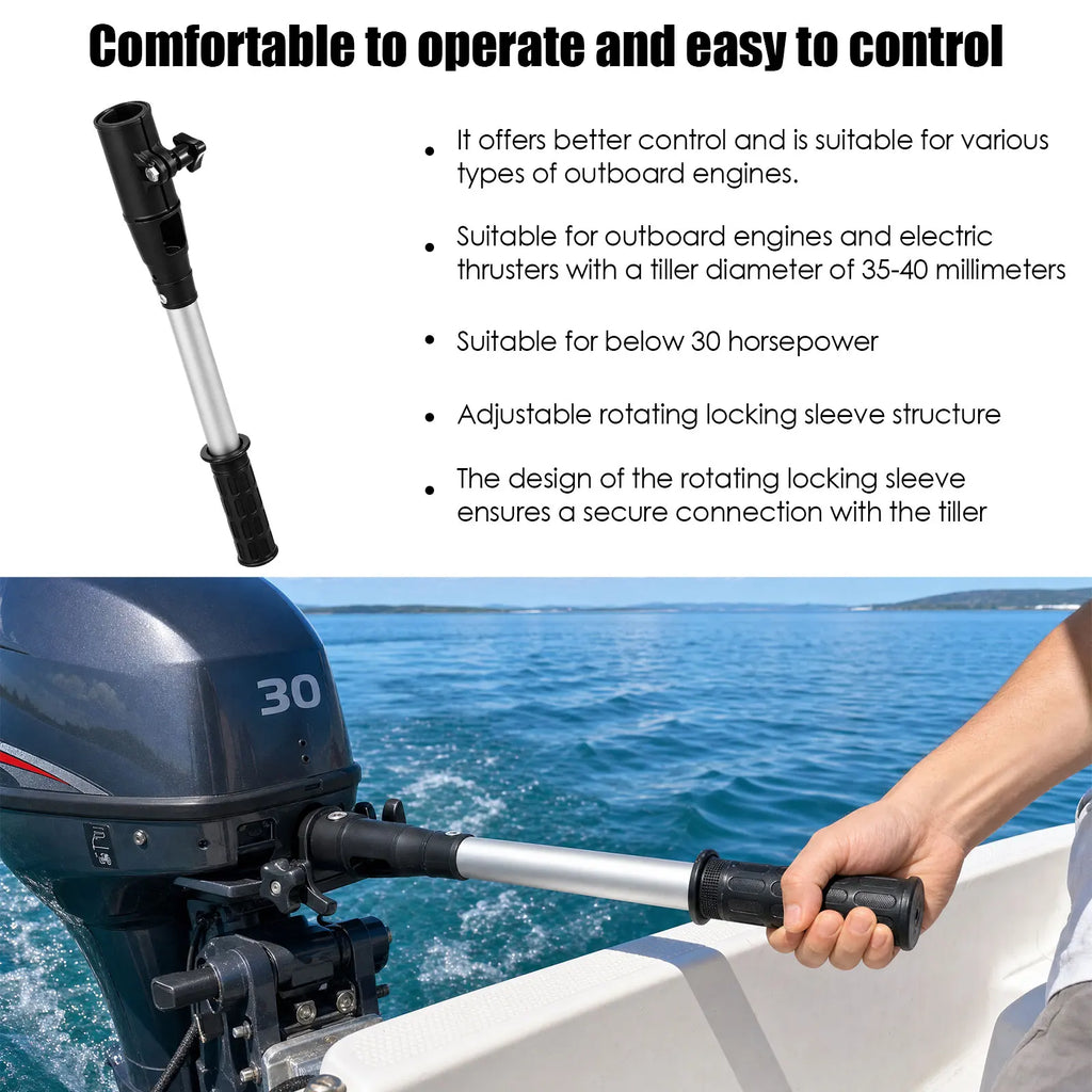 Outboard Motor Tiller Extension Handle Marine Boat Steering Rod Adjustable Aluminium Locking Grip for Electric Thruster
