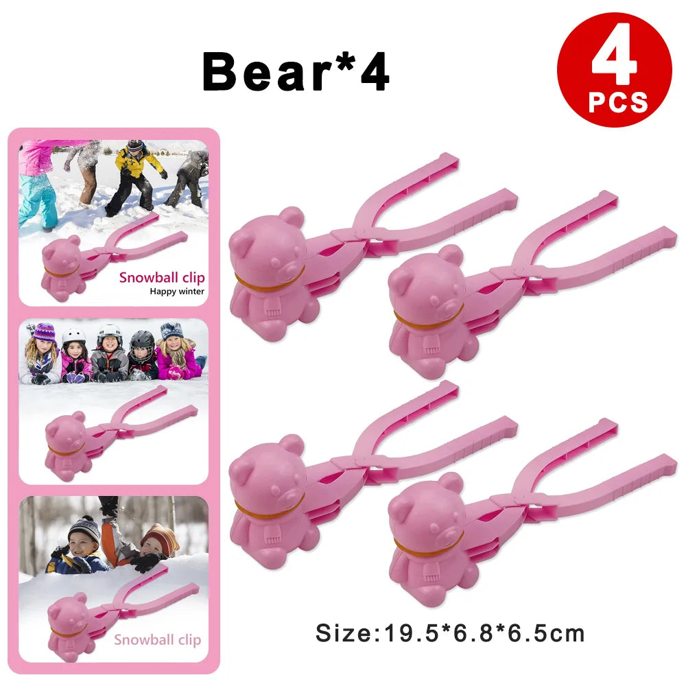 4pcs Cute Bear Duck Snowball Clip Snow Clay Ball Maker Creative Snowballs Mold Snow Shovel for Kids Outdoor Sports Snow Toys