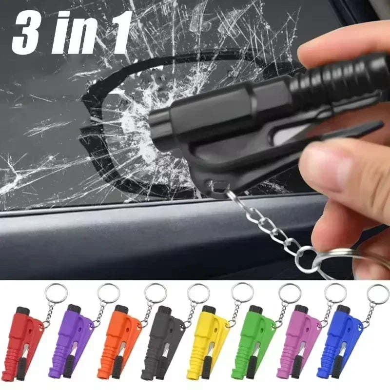 =2026new 3-in-1 Car Safety Hammer Window Breaker & Seat Belt Cutter Keychain Mutifunction Emergency Rescue Tool Auto Accessories