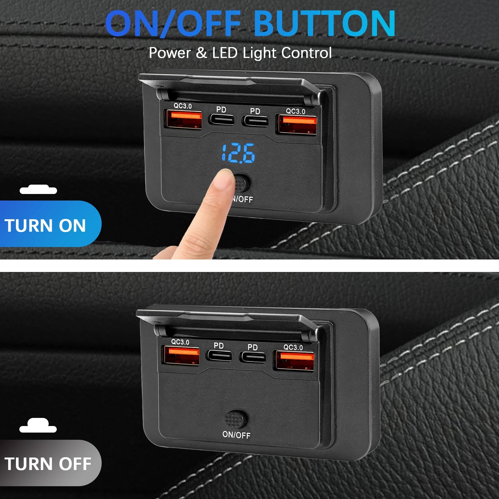 12V/24V Car Dual USB PD Port Charger Power Adapter PD QC3.0 Car Charger Socket Mobile Phone Charging Outlet Panel Universal