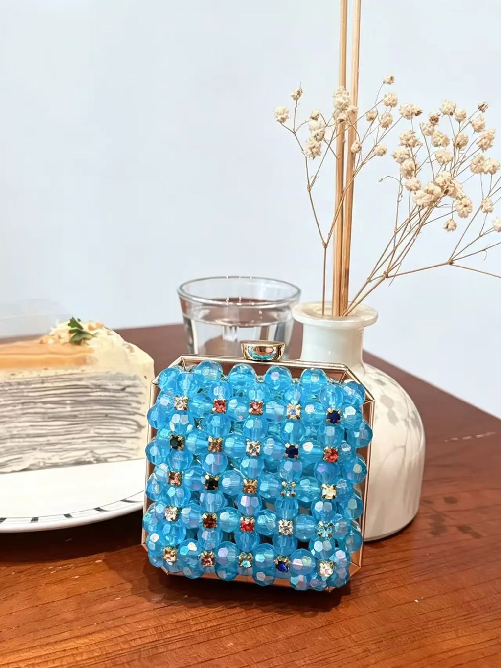 2026 Spring & Summer New Arrival - European & American Fashion Chain Mini Square Bag Acrylic handcrafted beaded mini women’s bag