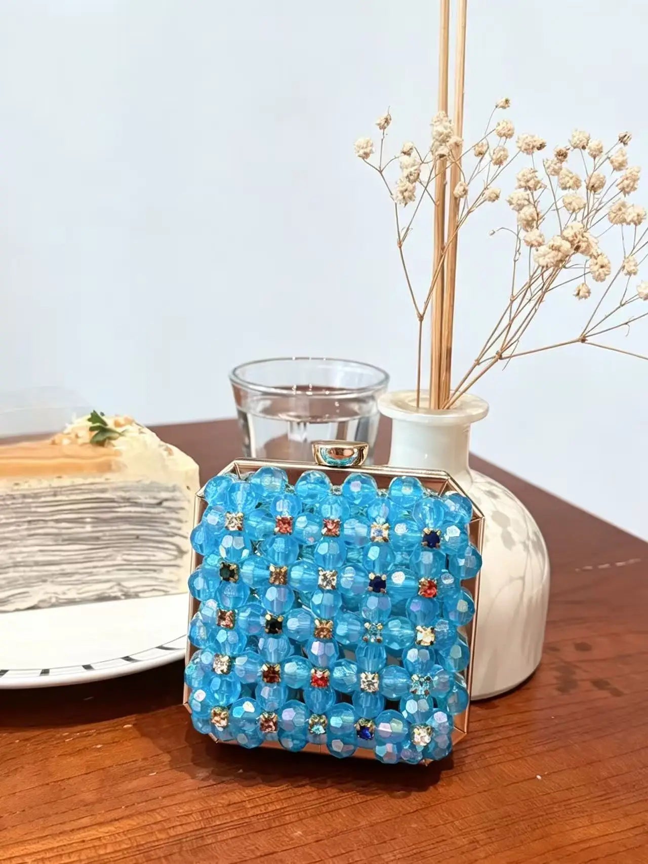 2026 Spring & Summer New Arrival - European & American Fashion Chain Mini Square Bag Acrylic handcrafted beaded mini women’s bag