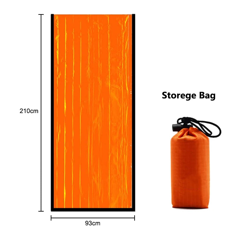 Portable Waterproof Emergency Survival Sleeping Bag Hiking Camping Gear Thermal Bivy Sack First Aid Rescue Kit Mylar Blanket