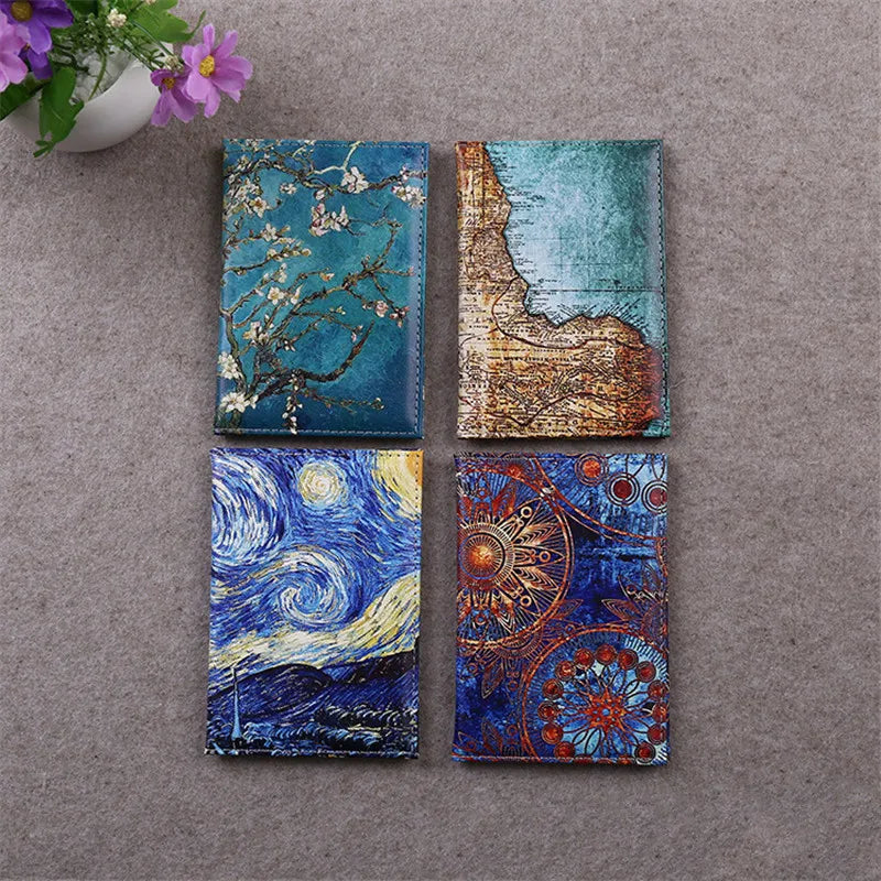 Starry Sky Passport Cover Fashion Women Men Pu Leather Travel Wallet Landscape Passport Holder High Quality Case for Passports