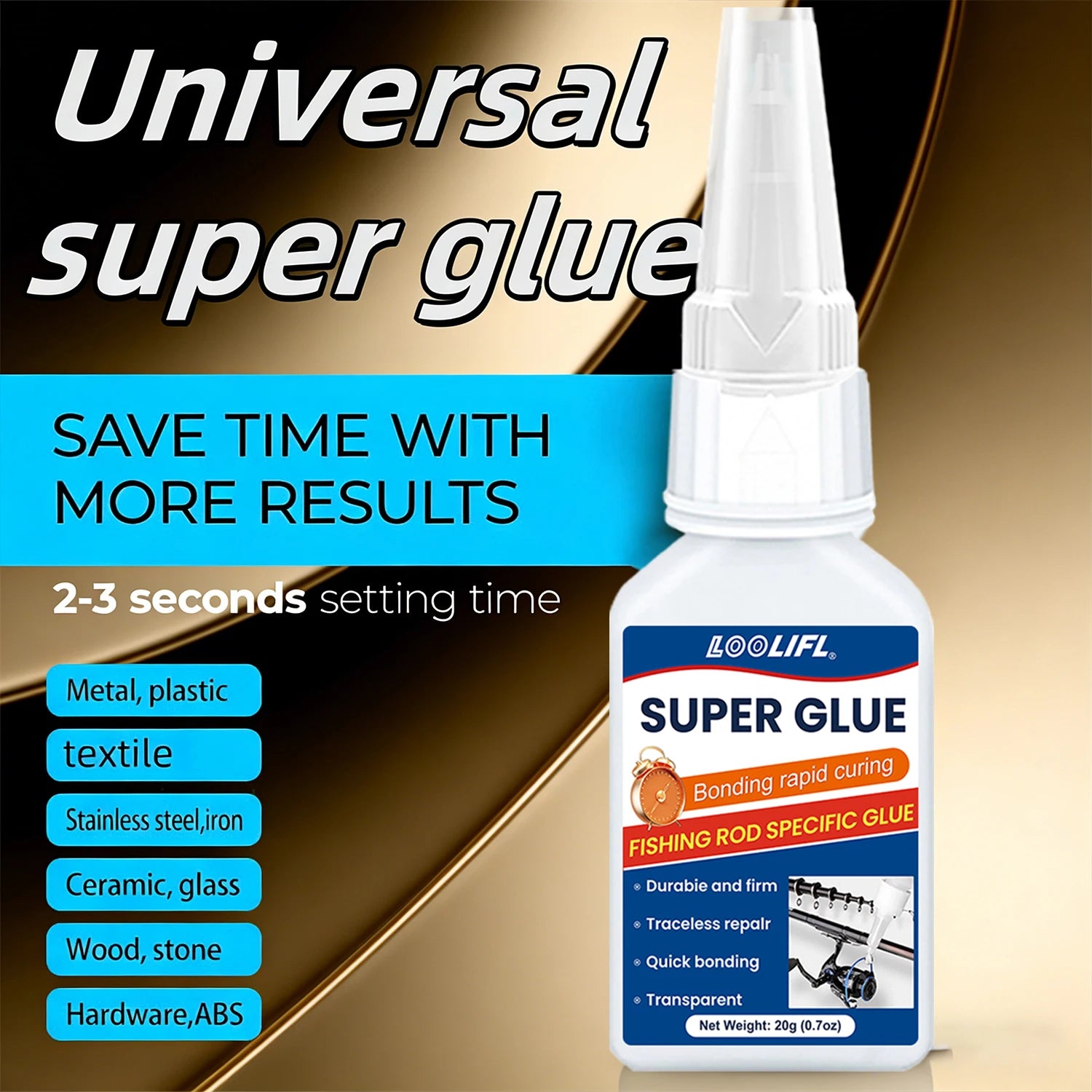 Super Glue extra strong 20g Universal Quick-drying Instant Cyanoacrylate Adhesive Leather RubberWood Metal Bond Liquid Glue Tool