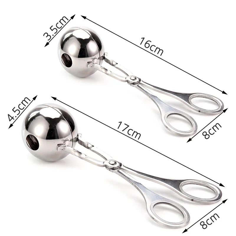 None-Stick Stainless Steel Meat Ballers Meat Baller Tongs Cake Pop Meatball Maker Ice Tongs Cookie Dough Scoop for Kitchen