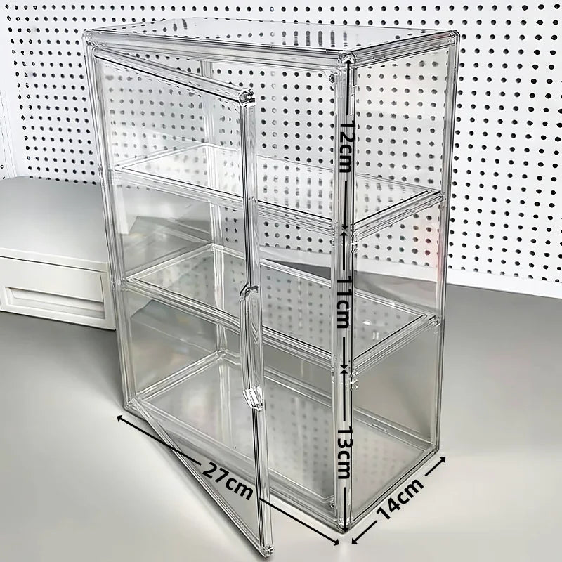 Acrylic Figures Desktop Storage Box Organizer Doll Storage Display Clear Plastic Dustproof Large Capacity Figure Display Cabinet