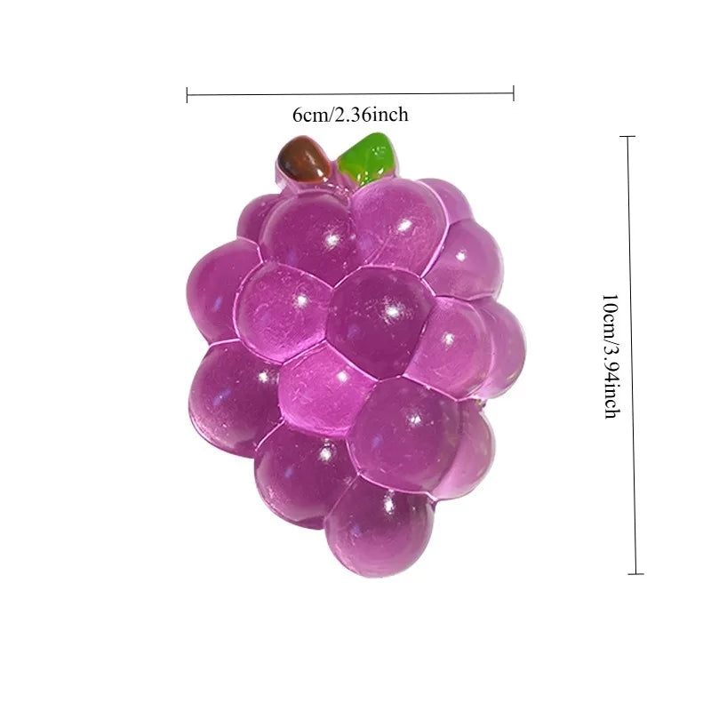 Squishy Fruit Grapes Fidget Toy Squeeze Stress Relief Hand Toy Anti-Anxiety Fruit Stretchy Slow Rising Toy Creative Sensory Toy