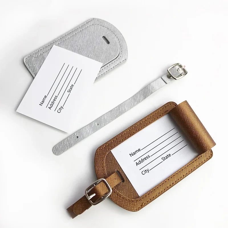 Leather Luggage Tag Baggage Boarding Bag Tag Suitcase Tag Luggage Bag Tags Name ID Address Label Luggage Tags Travel Accessories