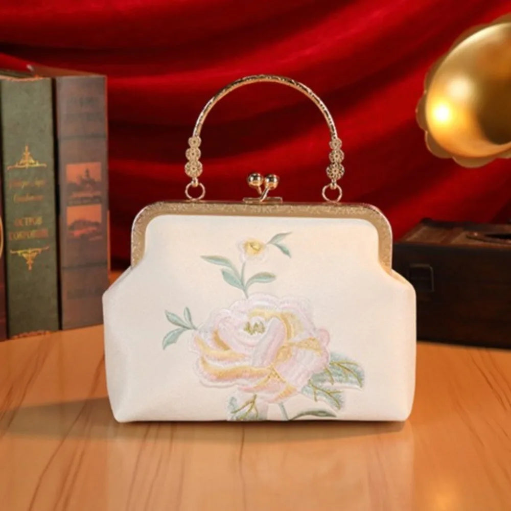 Popular Chinese Style Banquet Bag Embroidery High Capacity Shoulder Bag Pearl Handle Trendy Crossbody Bag Women
