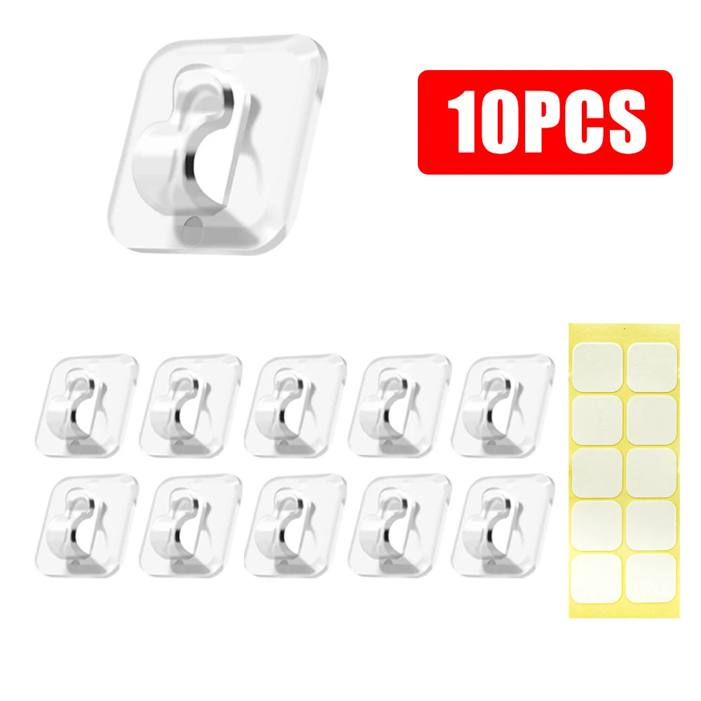 Self Adhesive Cable Fixing Hook, Wall Hooks for Hanging String Light, Transparent Cable Hooks Organizer, Light Strip Rope Wire H