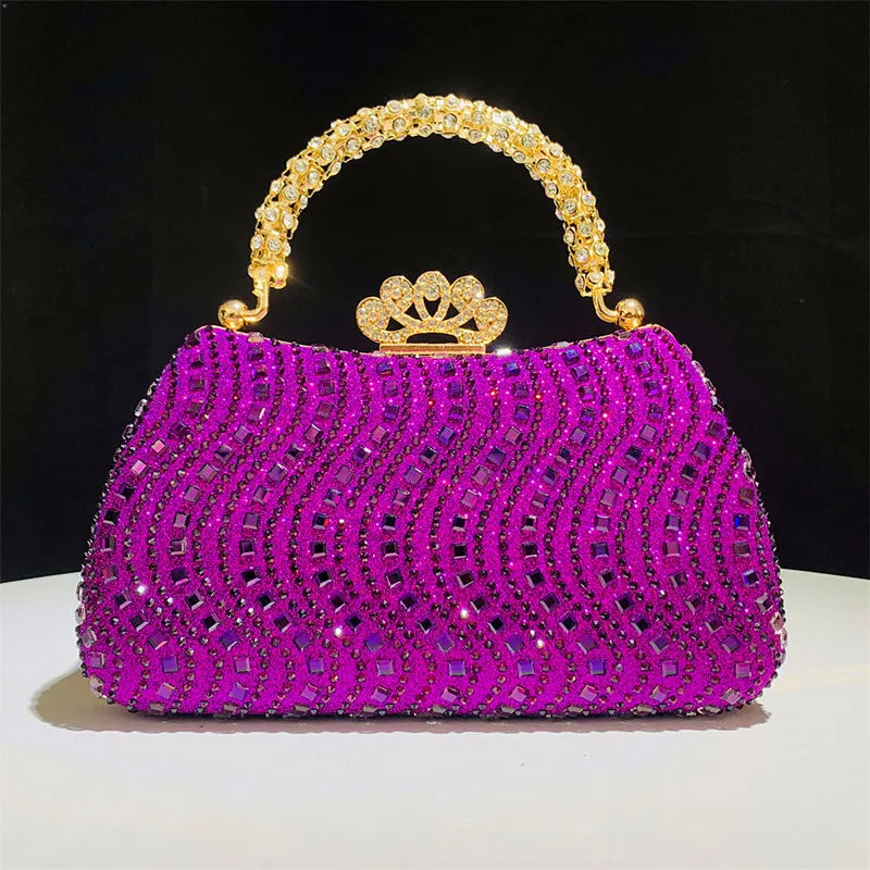 2025 Luxury Full Diamonds Evening Clutch Bag New Fashion Rhinestone Design High End Party Handbags Lady Trendy Shoulder Bag