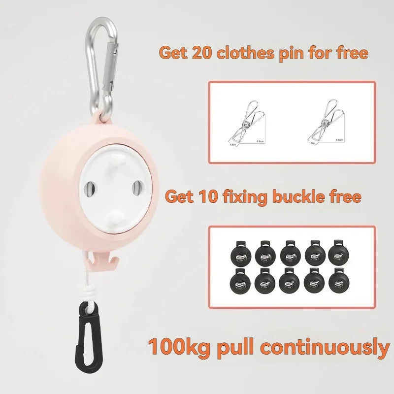 Household Retractable Clothesline Portable 10m Outdoor Camping Clothesline Adjustable Laundry Drying Rope For Travel Hotel