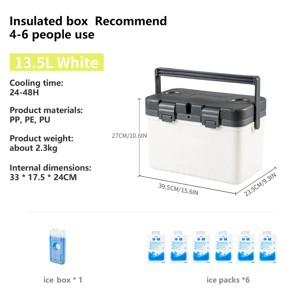 Camping Ice Box Portable Insulated Cooler Box Large Capacity Car Refrigerator Outdoor Beach Fishing Picnic Barbecue Ice Bucket