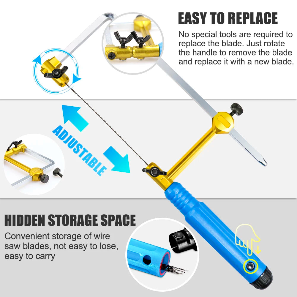 CMCP Adjustable Frame Sawbow U-shape Coping Jig Saw for Woodworking Craft Jewelry DIY Hand Tools Jeweler's Saw Frame