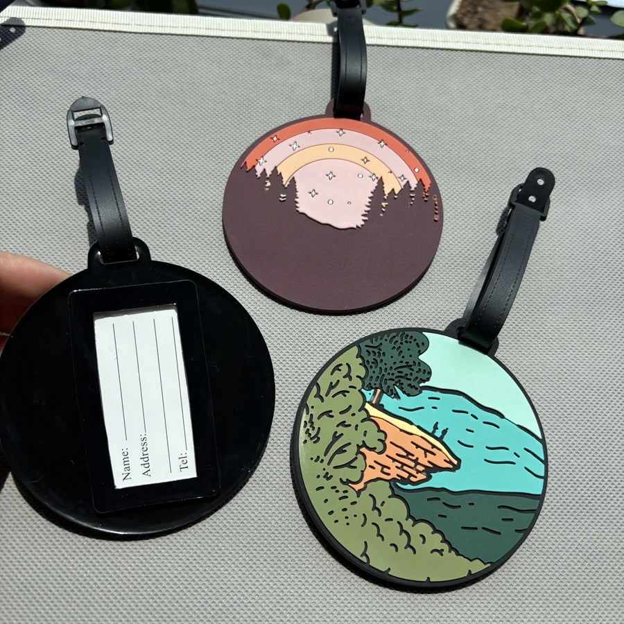 1/2/3/6cs Starry Sky Landscape Luggage Tag Pendant Work Name Tag Business Travel Airport Luggage Anti Loss ID Tag