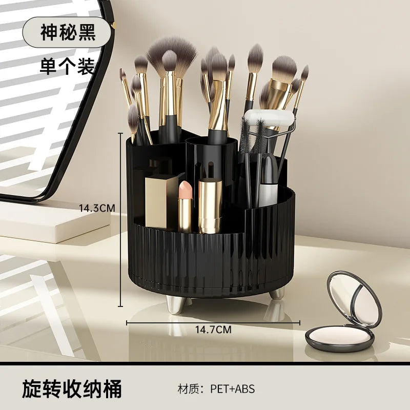Cosmetics Storage Box Rotating Pen Holder Dresser Table Large Capacity Makeup Brush Lipstick Eye Shadow Puff Storage Rack