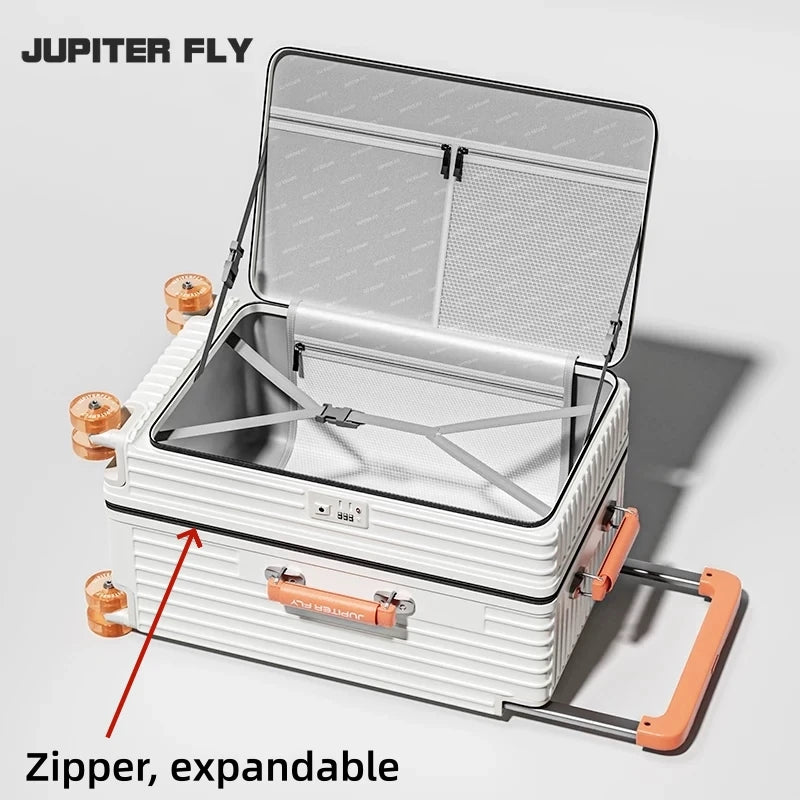 Side Opening Rolling Luggage Wide Trolley Travel 1:9 Deep Warehouse Suitcase with Skating Spinner Wheels TSA Lock PC Material 20