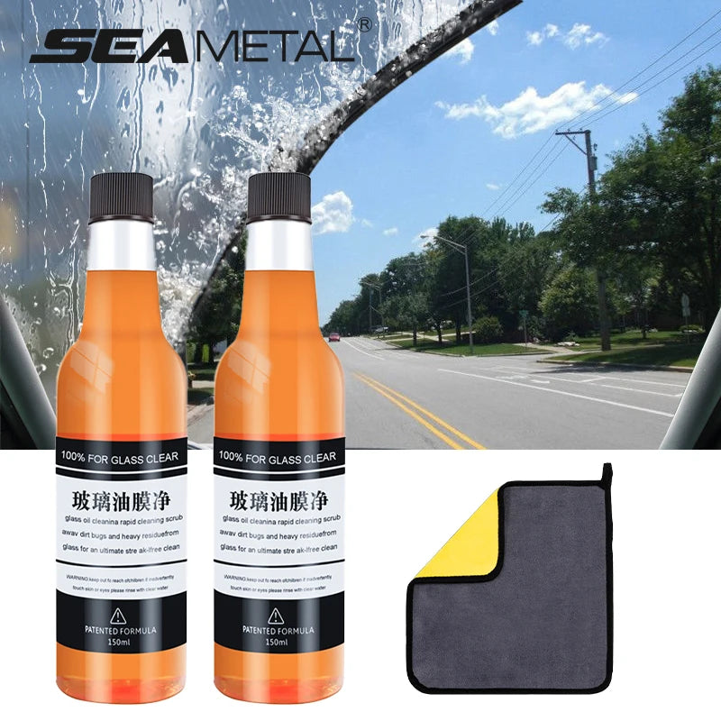 SEAMETAL 150ml Car Front Windshield Cleaning Liquid Auto Window Oil Film Remover Cleaner Glass Coating Agent Tools Kits