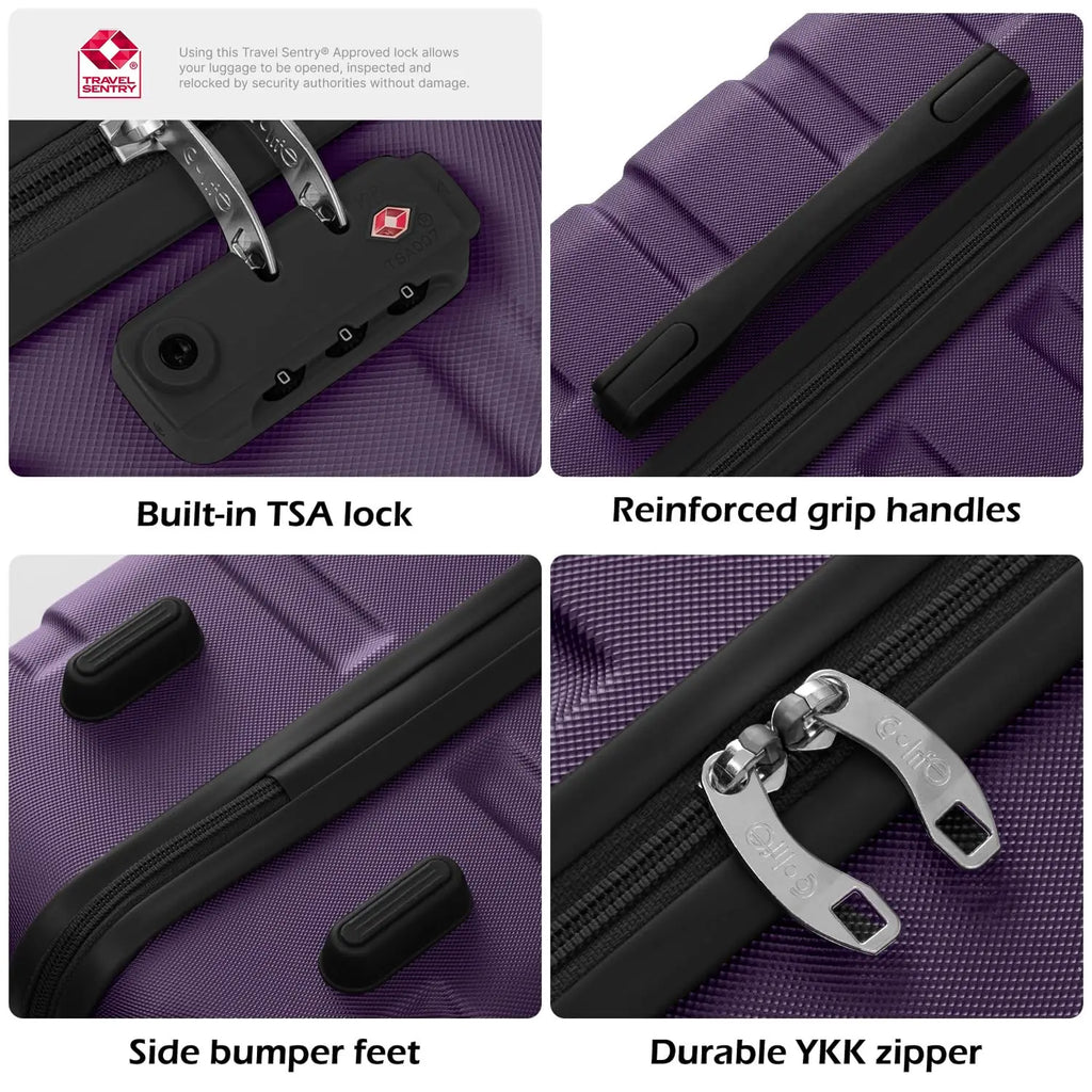 3 Piece Lightweight Hardshell Luggage Set 360° Spinner Wheels TSA Approved Lock Travel Suitcases, Customized