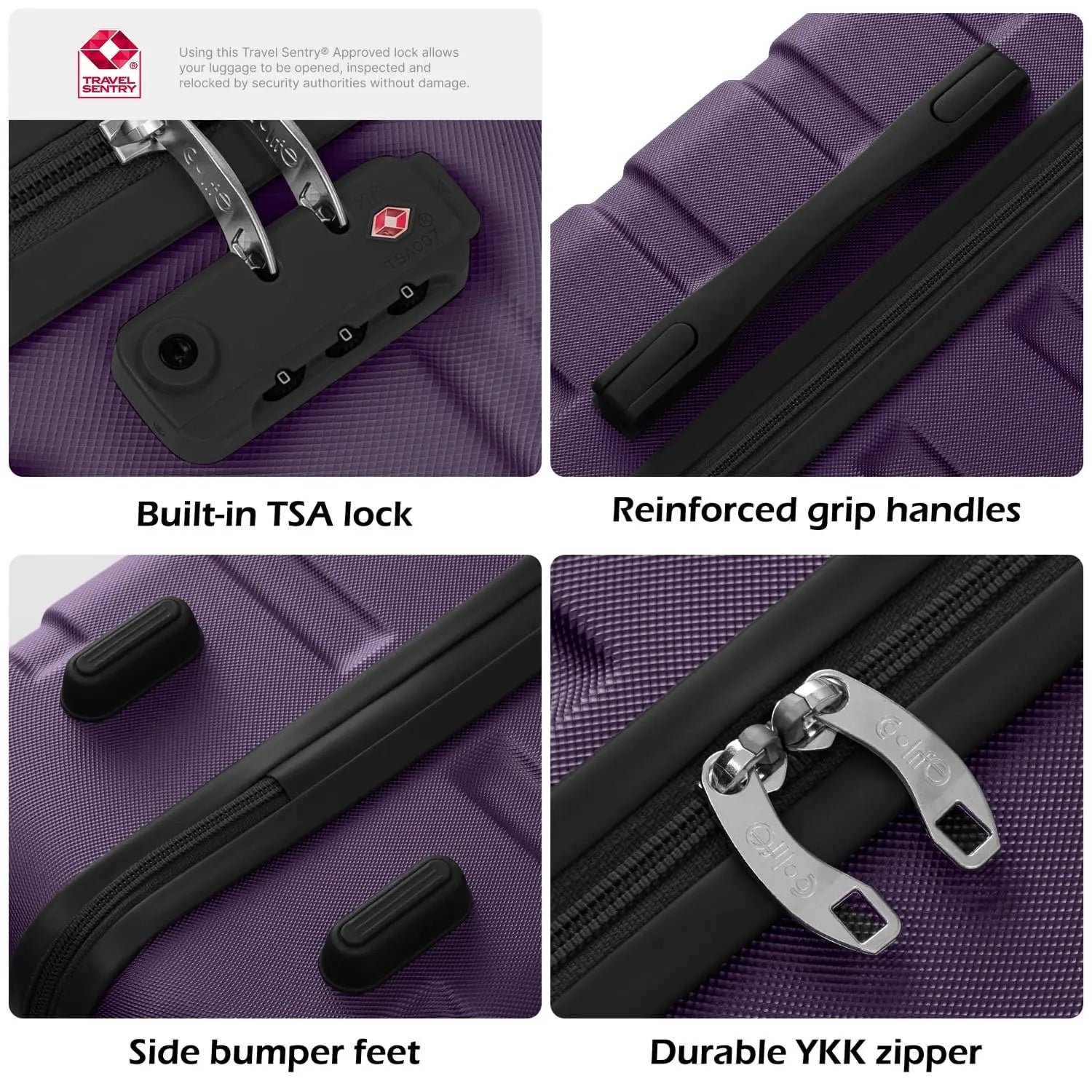 3 Piece Lightweight Hardshell Luggage Set 360° Spinner Wheels TSA Approved Lock Travel Suitcases, Customized