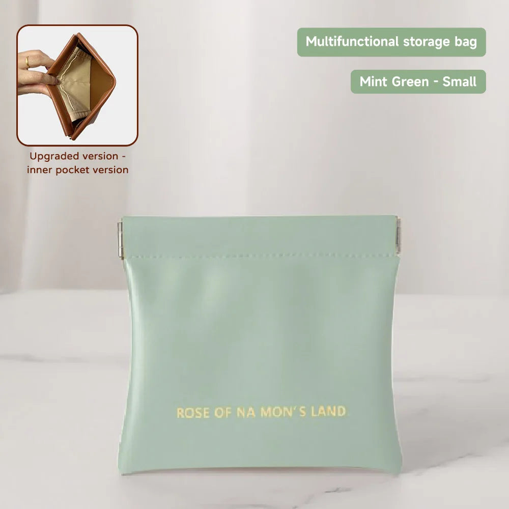 Fashion Multifunctional Storage Bag With Automatic Closure Wired Headphone PU Coin Purse Mini Portable Lipstick And Makeup Bag