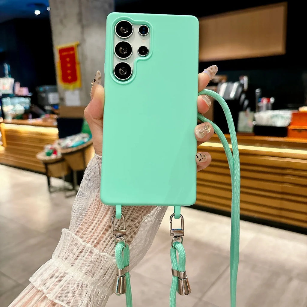 Crossbody Phone Case for Samsung Galaxy S26 Ultra S25FE S24 S23 S22 S21 Plus A56 A16 A36 A26 A17 A07 A57 A37 Silicone Soft Cover