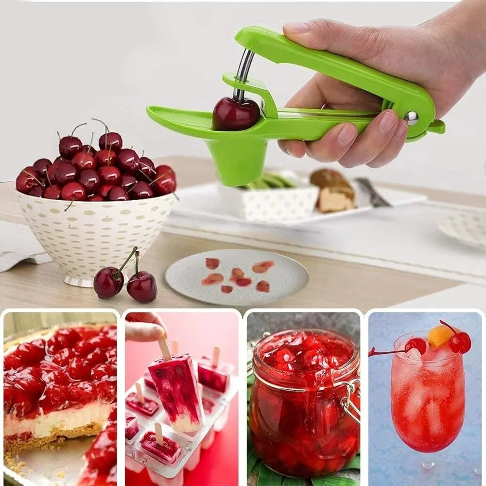 Cherry Pitter Tool, Heavy-Duty Cherry Seed Core Remover, Cherry Pitter Remover Tool with Space-Saving Lock Design