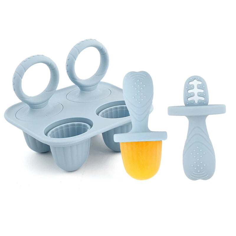 4/6 Cavity New Baby Teething Ice Cream Stick Mold Perfect for Freezing Milk Homemade Popsicles Summer Kitchen DIY Ice Cream Mold