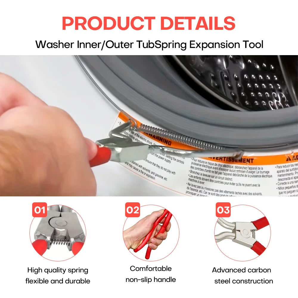 Washing Machine Spring Expansion Tool Spring Clamp Pliers Hand Tool Effortless for Remove & Install Inner Outer Tub Seal Clamp