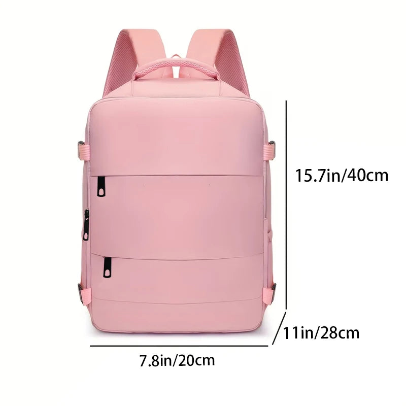 Versatile Women's Travel Backpack with Shoe Compartment, Multi-pocket Laptop Bag with Luggage Strap for Work & Trips