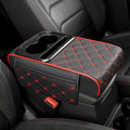PU Leather Car Center Console Storage Height Pad with Cup Holder, Phone Card Slot, Dual Pockets or No Pocket Storage