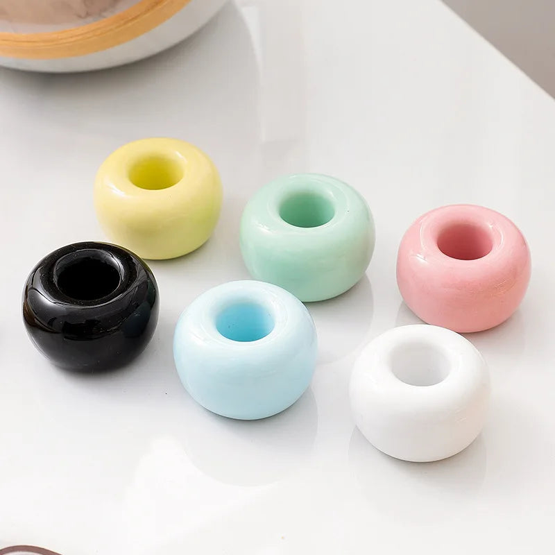 2 Pcs/Pack Mini Ceramic Handmade Toothbrush Holder Stand for Bathroom Vanity Countertops,Toothbrush Head and Office Pen Holder