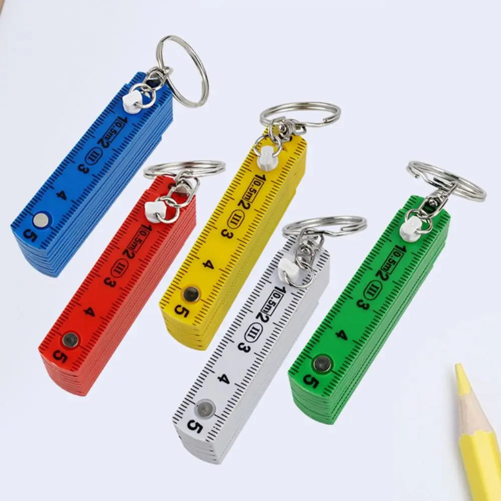 Multi Functional 0.5m 10-Fold Folding Ruler with Keychain Double-sided Scale Plastic Ruler Anti Pinch Gauge DIY Projects