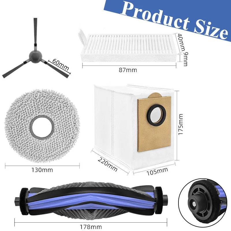 Accessories For ( Lefant M3 / M3 MAX / M3L ) HEPA Filters Robot Vacuum Cleaner Main Side Brush Mop Cloth Pads Dust Bags