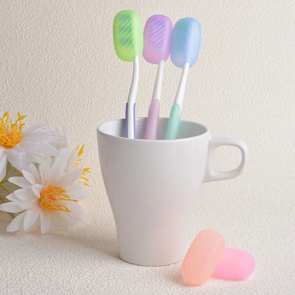 6Pcs Toothbrush Protective Caps Silicone Travel Toothbrush Holders Storage Case Lightweight Compact Travel Organizer