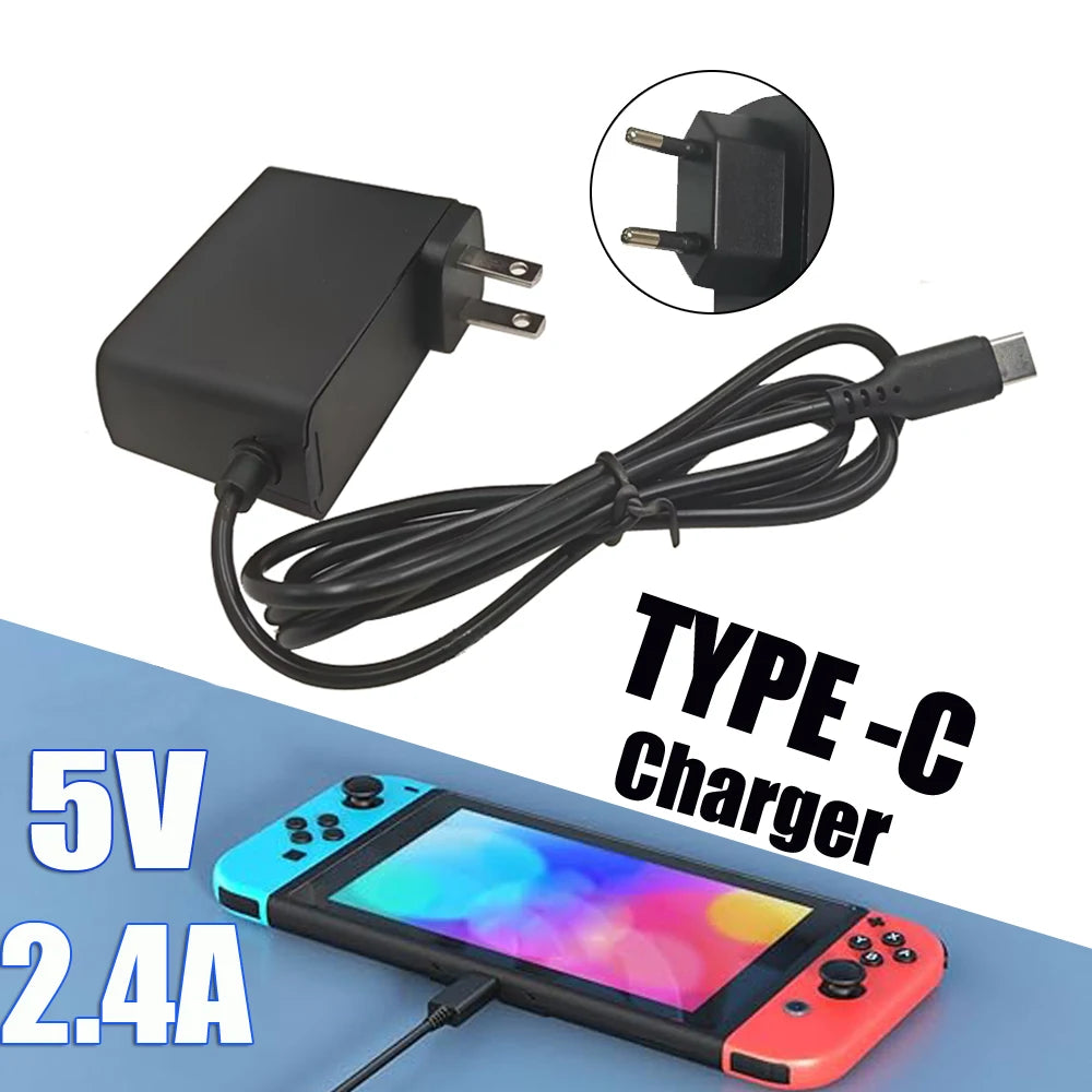 DC5V 2.4A Type-C Replacement Charger Compatible For Switch Lite NS NX Game Console USB C Power Supply Adapter Charger