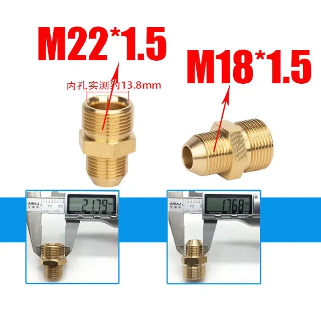 Reducing Brass Fitting 3/8" 1/2" M14 M18 M22 Thread Connector Male Female Adaptor Pressure Washer Gun Hose Connector