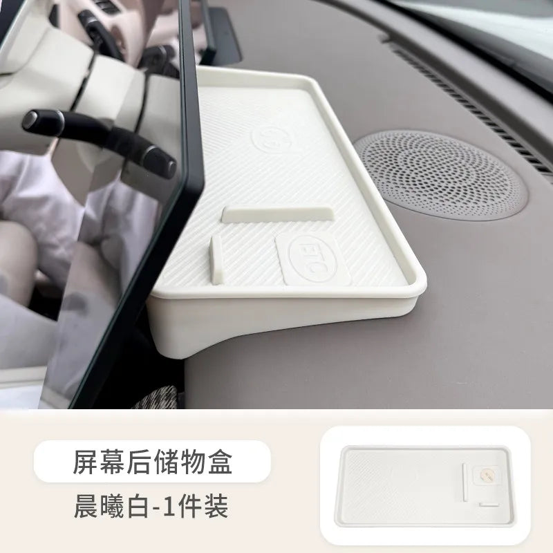 For 2026 GWM ORA 5 Dawn White Armrest Storage Box Under Console Organizer Cup Holder Phone Slot Storage Tray Interior Accessory